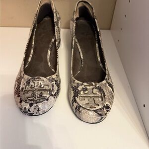 Tory Burch Snakeskin Block heel- Black and White-worn once